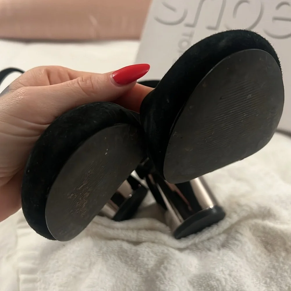Topshop posh mod Maryjane’s black suede with gunmetal silver round heel, comfy - Picture 6 of 6